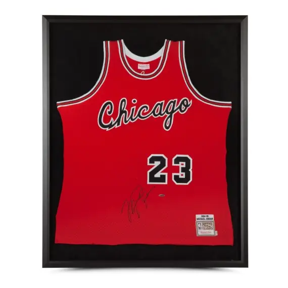 Michael Jordan Signed 1984-85 Chicago Bulls Red Rookie Authentic Mitchell & Ness Jersey Framed (Upper Deck)