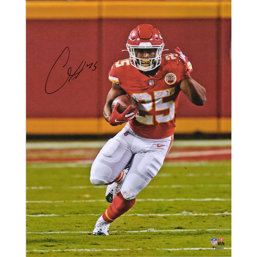 Clyde Edwards-Helaire Kansas City Chiefs Autographed 16" x 20" Running Photograph (Fanatics)