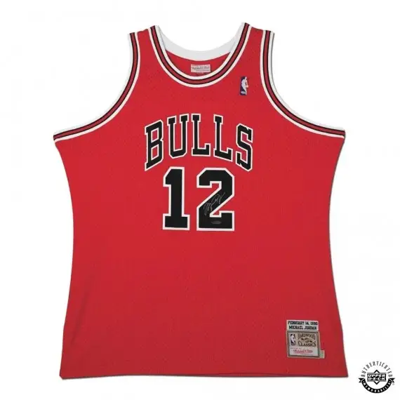 Michael Jordan Signed 1990 Chicago Bulls Red No. 12 Authentic Mitchell & Ness Jersey (Upper Deck)