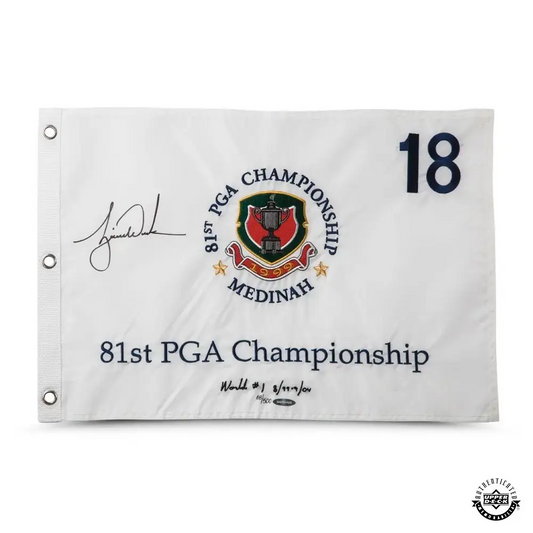 Tiger Woods Signed 1999 PGA Championship Pin Flag "World #1 8/99 - 9/04" Embroidered LE/500 (Upper Deck)