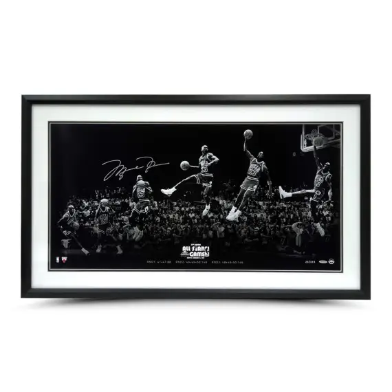 Michael Jordan Signed Framed “Kiss the Rim 180” 36x18 (Upper Deck)