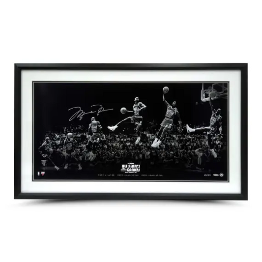 Michael Jordan Signed Framed “Kiss the Rim 180” 36x18 (Upper Deck)