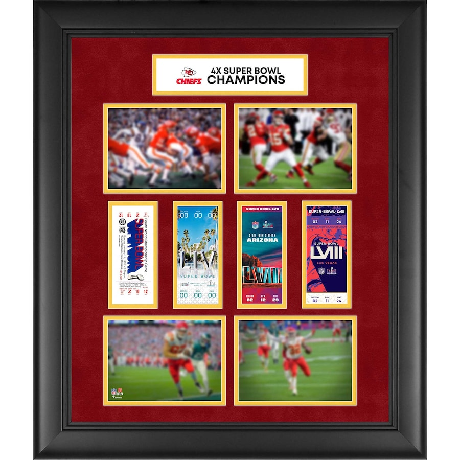 Kansas City Chiefs Four-Time Super Bowl Champions Framed 20" x 24" 4-Time Ticket Collage (Fanatics)