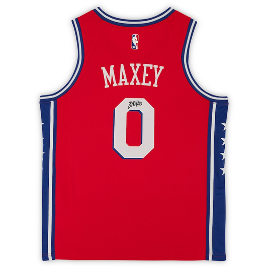 Tyrese Maxey Signed Philadelphia 76ers  Jordan Brand 2020-21 Red Statement Jersey (Fanatics)
