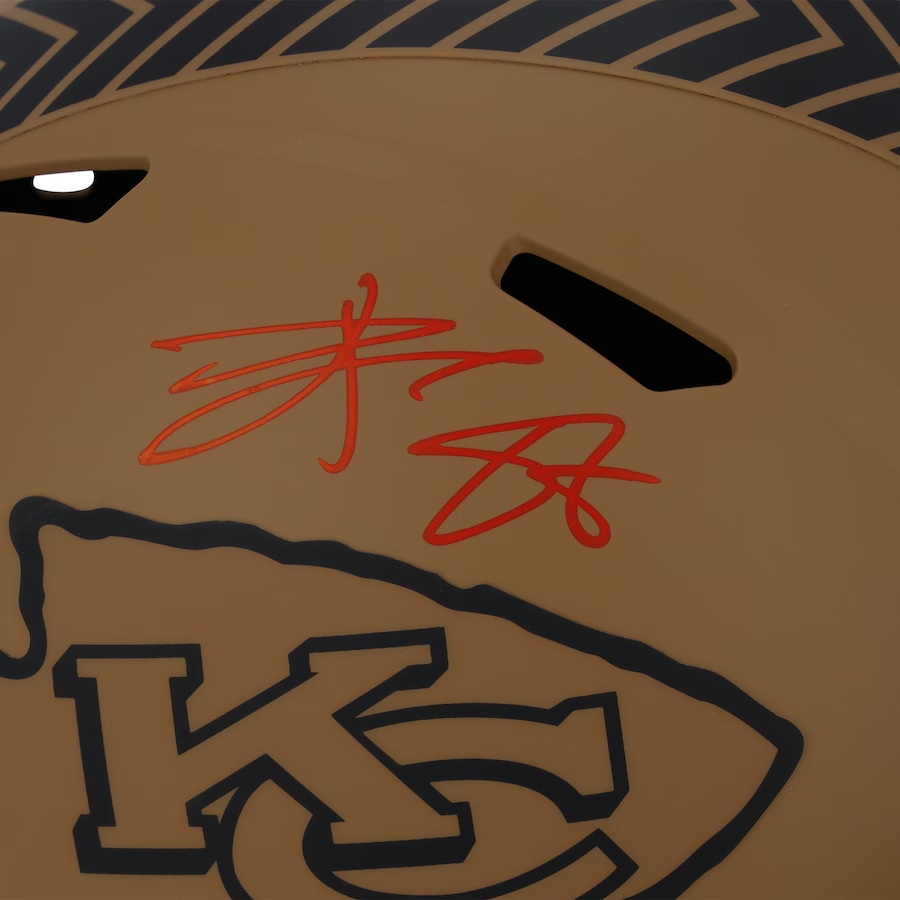 Travis Kelce Kansas City Chiefs Autographed Riddell 2023 Salute to Service Speed Replica Helmet (Fanatics)