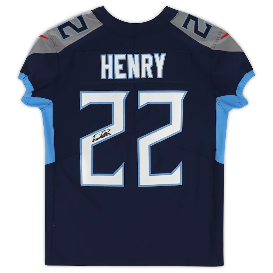 Derrick Henry Signed Tennessee Titans Navy Nike Elite Jersey (Fanatics)