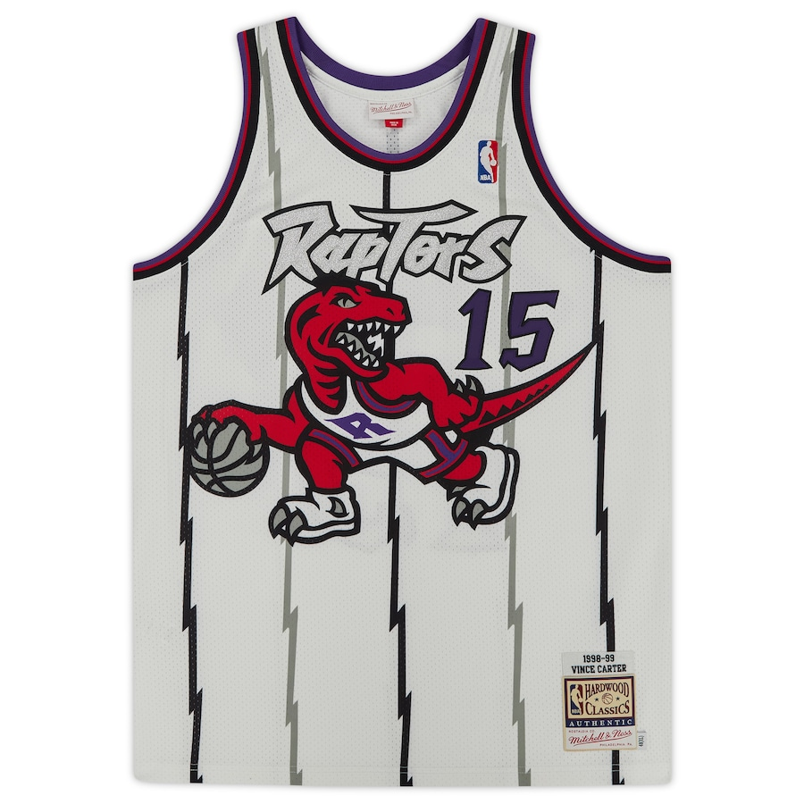 Vince Carter  Signed Toronto Raptors  White 1998 Mitchell & Ness Authentic Jersey (Fanatics)
