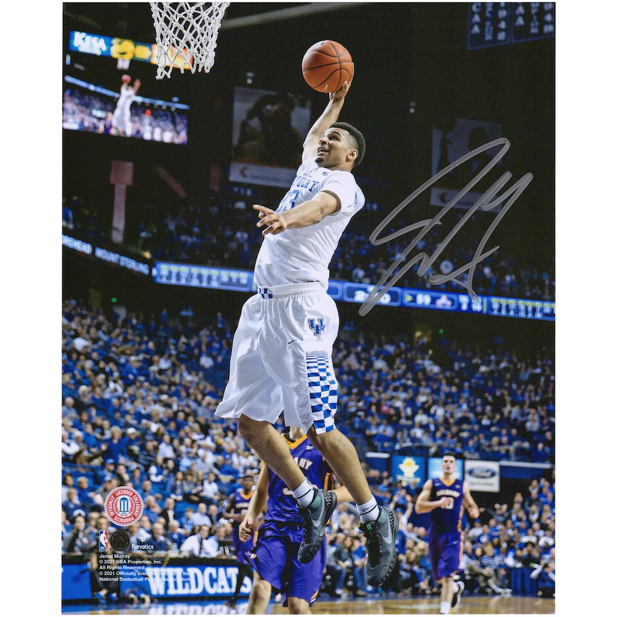 Jamal Murray  Signed Denver Nuggets  8" x 10" Dunk in White Jersey Photograph (Fanatics)