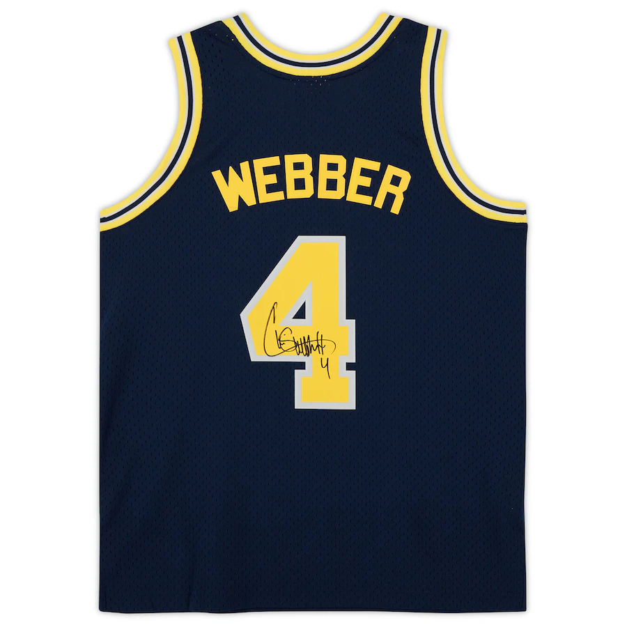 Chris Webber Michigan Wolverines Signed Navy 1991-92 Mitchell & Ness Swingman Jersey  (Fanatics)