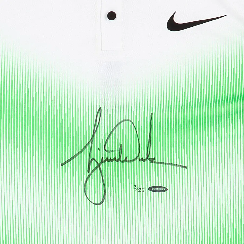 Tiger Woods Signed Nike White & Green Strike Golf Shirt LE/25 (Upper Deck)