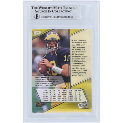 Tom Brady Michigan Wolverines Signed 2000 Press Pass #37 Beckett Fanatics Witnessed Authenticated Rookie Card  (Fanatics)