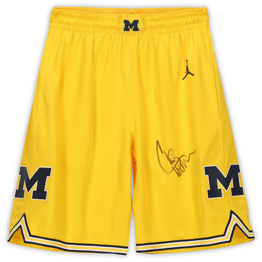 Chris Webber Michigan Wolverines Signed Jordan Brand Maize Replica Basketball Shorts(Fanatics)