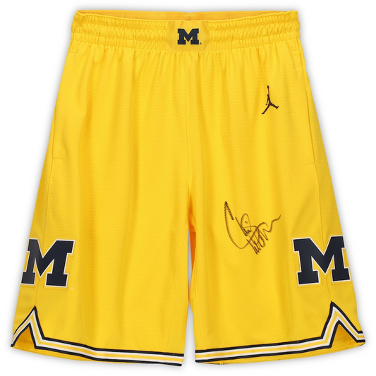 Chris Webber Michigan Wolverines Signed Jordan Brand Maize Replica Basketball Shorts(Fanatics)