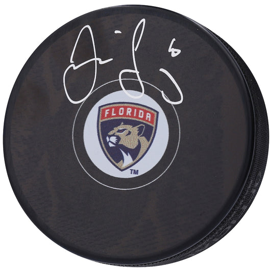 Jaromir Jagr Florida Panthers Autographed Logo Hockey Puck (Fanatics)