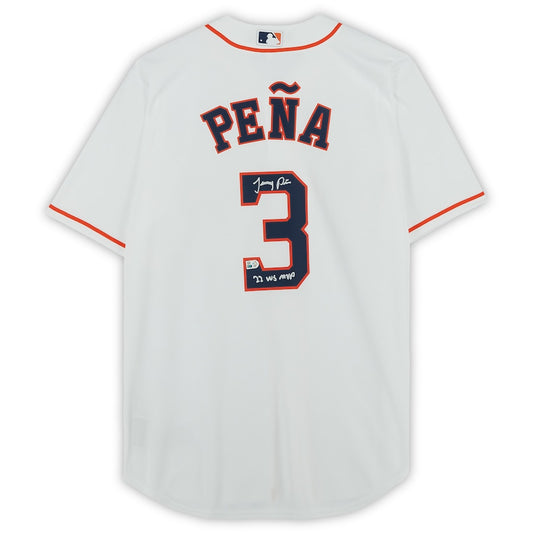 Jeremy Peña Signed Houston Astros White Replica Jersey with "22 WS MVP" Inscription (Fanatics)