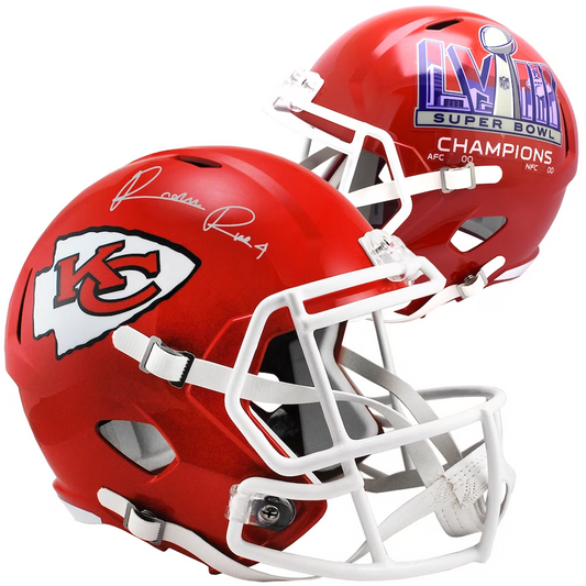 Rashee Rice Kansas City Chiefs Autographed Super Bowl LVIII Champions Riddell Speed Replica Helmet (Fanatics)