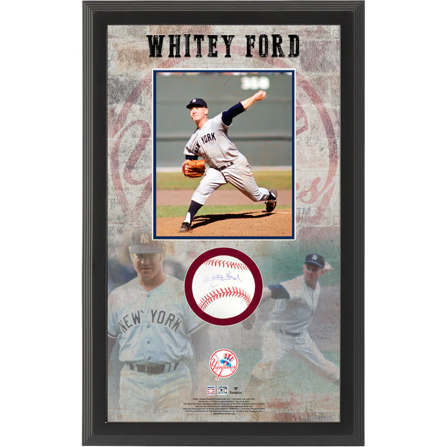 Whitey Ford Signed New York Yankees Baseball Shadowbox (Fanatics)