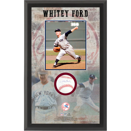 Whitey Ford Signed New York Yankees Baseball Shadowbox (Fanatics)