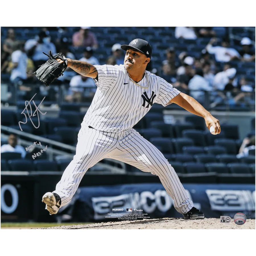 Nestor Cortes Jr. Signed New York Yankees 16" x 20" Pitching Photograph with "Nasty Nestor" Inscription (Fanatics)