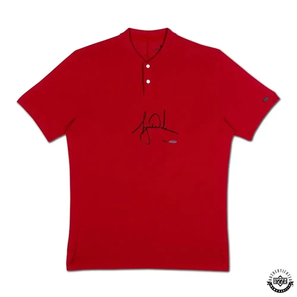 Tiger Woods Signed Nike Red Vapor Golf Shirt LE/50 (Upper Deck)