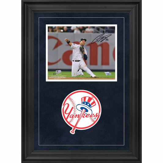 Gleyber Torres Signed New York Yankees Deluxe Framed 8" x 10" Throwing Photograph (Fanatics)