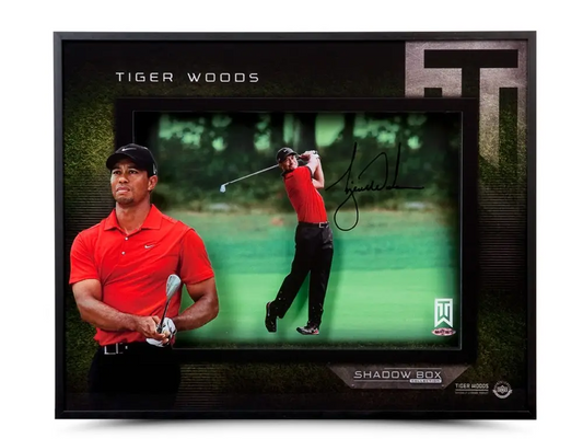 Tiger Woods Signed Approach Print Shadowbox Display - Framed (Upper Deck)