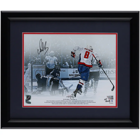 Alexander Ovechkin Signed Washington Capitals  Framed 11" x 14"  Goals Reverse Spotlight Photograph - Limited Edition #27 of 800 (Fanatics)