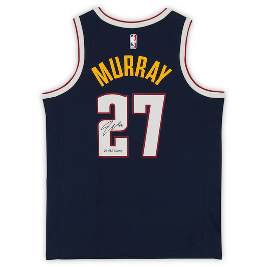 Jamal Murray Signed Denver Nuggets  2023 NBA Finals Champions Navy Nike Icon Edition Swingman Jersey with "23 NBA Champ" Inscription (Fanatics)