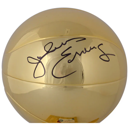 Julius Erving Signed Philadelphia 76ers NBA Finals Champion Replica Larry O'Brien Trophy with Sublimated Plate (Fanatics)