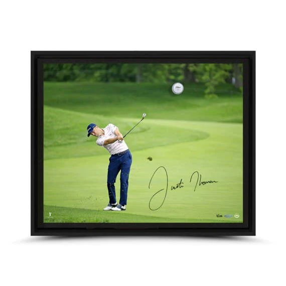 Justin Thomas Signed "Attention to Detail" Breaking Through Photograph LE/25 - Framed (Upper Deck)