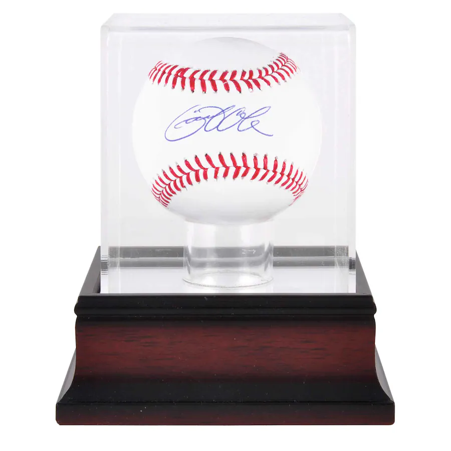 Gerrit Cole Signed New York Yankees Baseball and Mahogany Baseball Display Case (Fanatics)