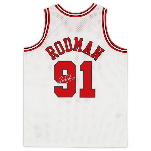 Dennis Rodman Signed Chicago Bulls  White Mitchell & Ness 1997-1998 Swingman Jersey (Fanatics)