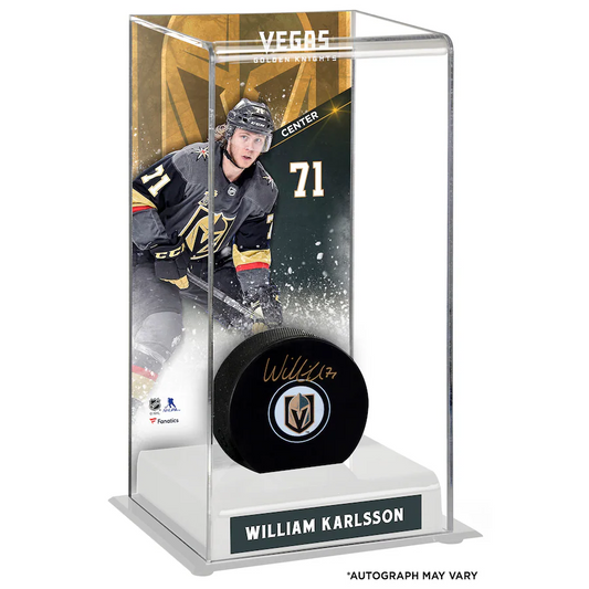 William Karlsson Signed Vegas Golden Knights with Deluxe Tall Hockey Puck Case (Fanatics)