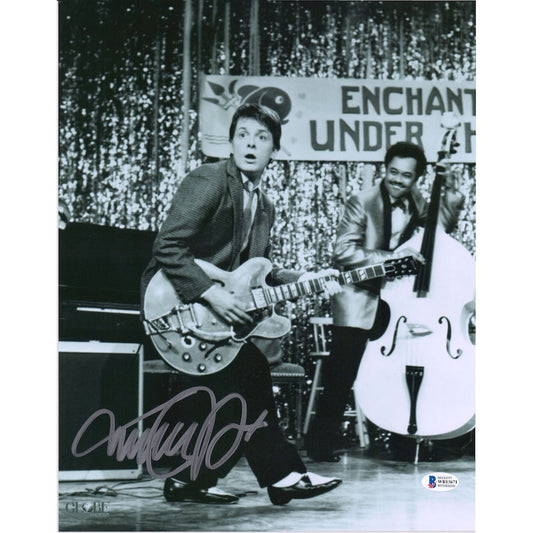 Michael J. Fox Back to the Future Autographed 11" x 14" Playing Guitar Photograph (Beckett)