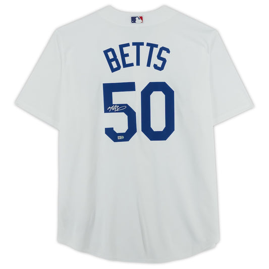 Mookie Betts Signed Los Angeles Dodgers White Nike Replica Jersey (Fanatics)