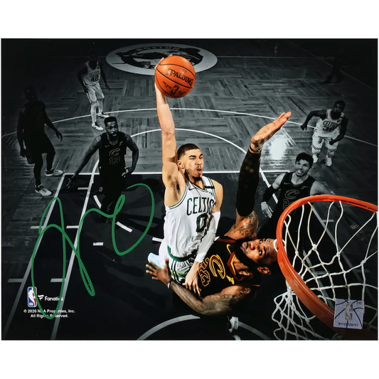 Boston Celtics Signed Jayson Tatum  8" x 10" Horizontal Spotlight Dunk Versus Lebron Photograph (Fanatics)