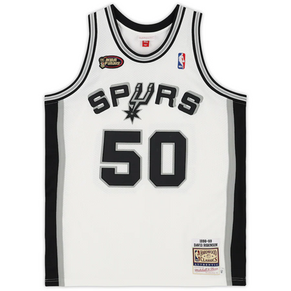 David Robinson Signed San Antonio Spurs  White Mitchell & Ness 1998-1999 Authentic Jersey (Fanatics)