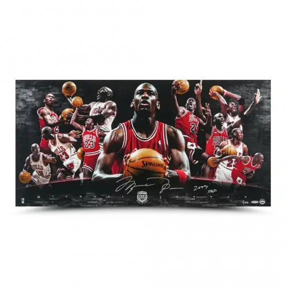 Michael Jordan Signed & Inscribed Hall of Fame Collage 36x18 (Upper Deck)