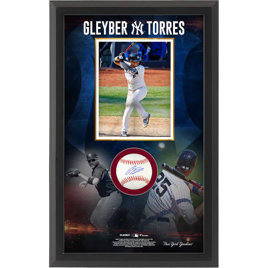 Gleyber Torres Signed New York Yankees Framed 25.5" x 16.25" Baseball Shadowbox Collage (Fanatics)
