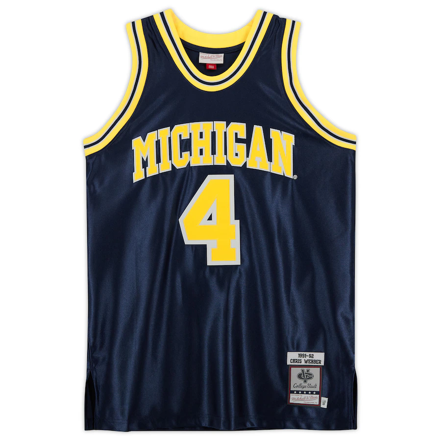 Chris Webber Michigan Wolverines Signed Navy 1991-92 Mitchell & Ness Authentic Jersey with "Fab Five" Inscription(Fanatics)