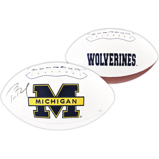 Tom Brady Michigan Wolverines Signed White Panel Football  (Fanatics)