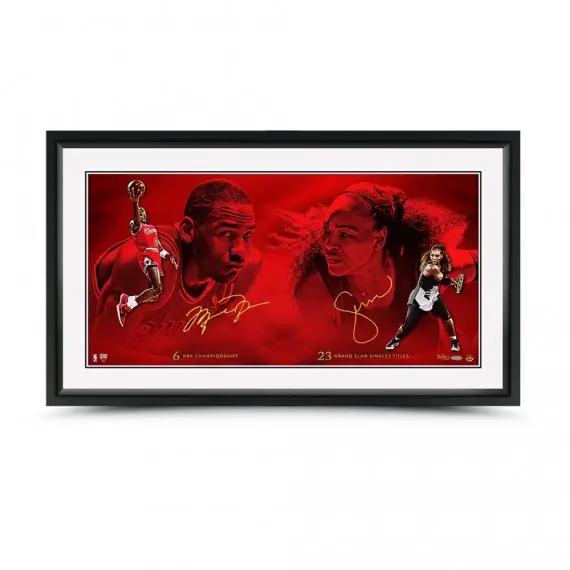 Michael Jordan & Serena Williams Signed  Framed “Respect” 36x18 (Upper Deck)