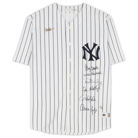 New York Yankees Captains Autographed Pinstripe Nike Replica Jersey with 6 Signatures - LE/99 (Fanatics)