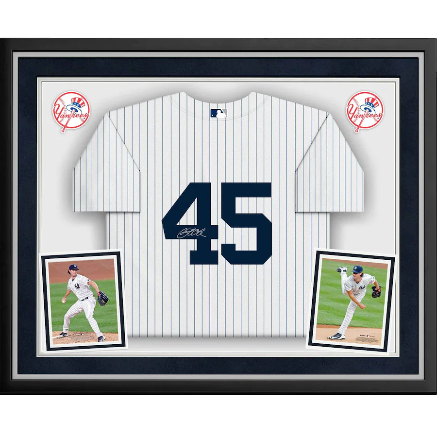 Gerrit Cole Signed New York Yankees  Deluxe Framed Nike White Authentic Jersey (Fanatics)