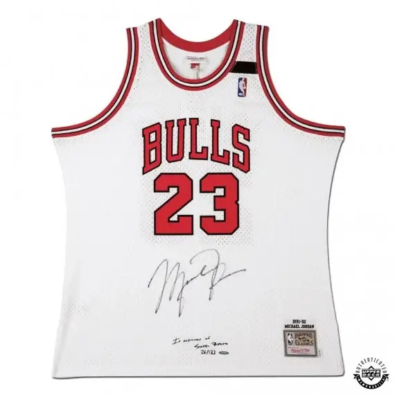 Michael Jordan Signed & Embroidered Chicago Bulls 1991-92 White Authentic Mitchell & Ness Jersey (Upper Deck)