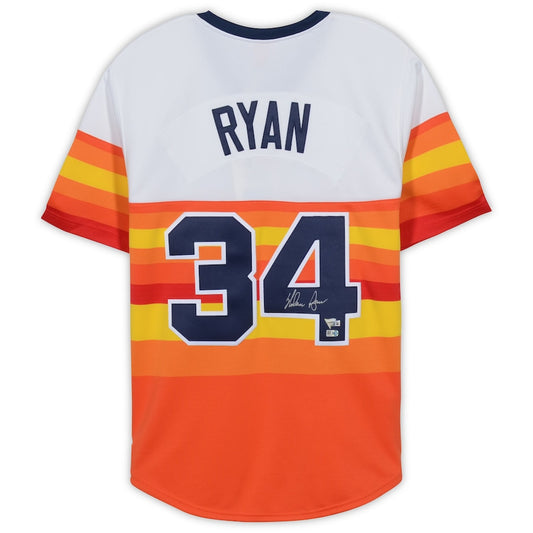 Nolan Ryan Signed Houston Astros Mitchell & Ness Throwback Authentic Jersey (Fanatics)