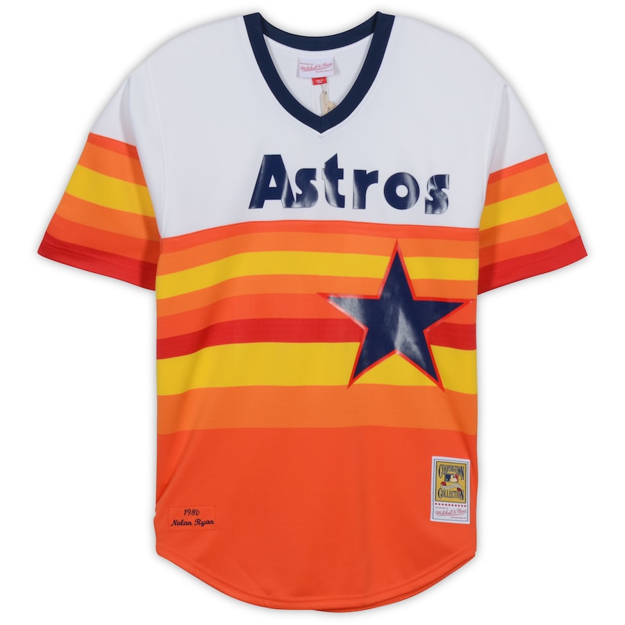 Nolan Ryan Signed Houston Astros Mitchell & Ness Throwback Authentic Jersey (Fanatics)