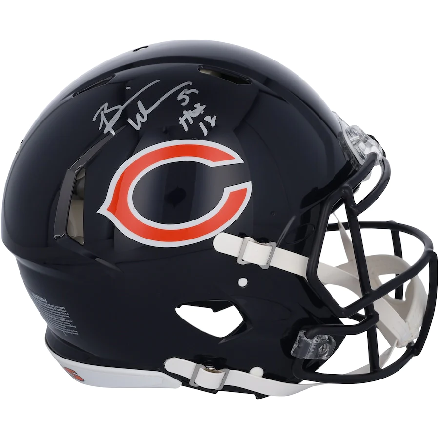 Brian Urlacher Signed Chicago Bears Riddell Speed Authentic Helmet with "HOF 18" Inscription (Fanatics)