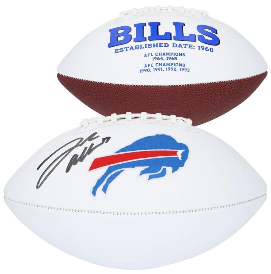 Josh Allen Signed Buffalo Bills White Panel Football (Fanatics)