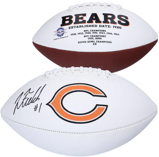 Justin Fields Signed Chicago Bears White Panel Football (Fanatics)